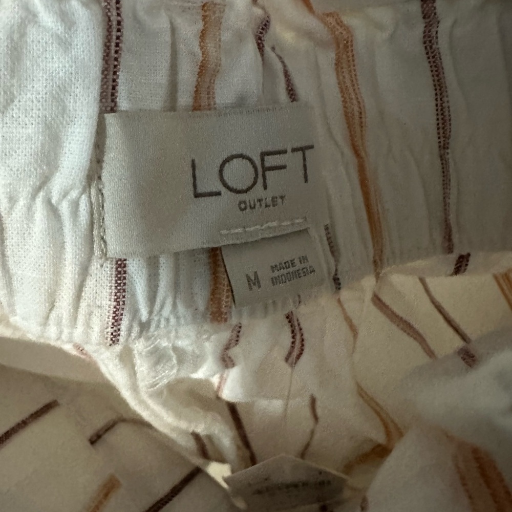 LOFT High Waist White and Tan Shorts with Belt - Picture 5 of 8